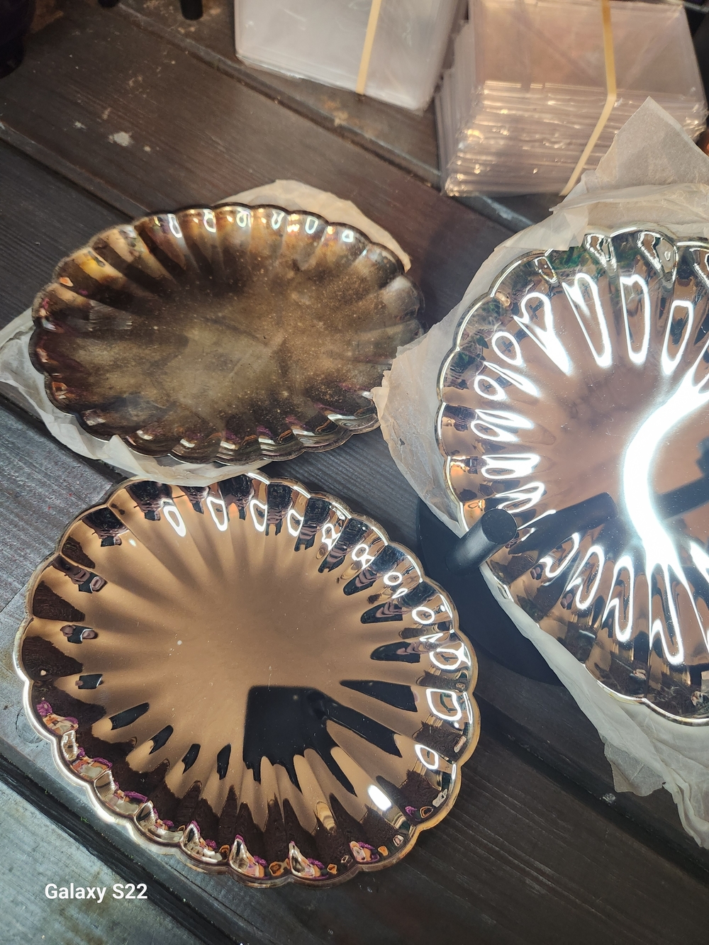 8 Scalloped Edge Silver Decor Trays Geat For Vanity, Candles, Jewerly, Parties,